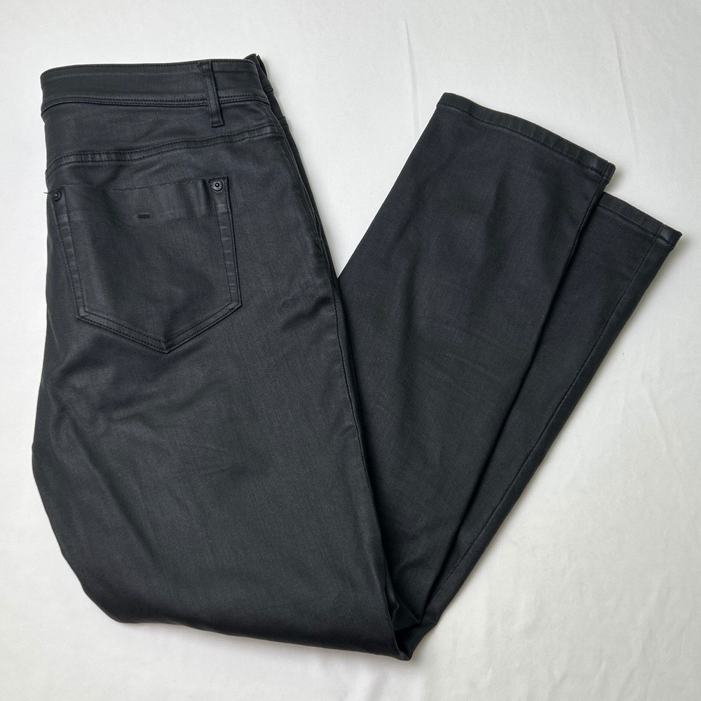 J. Jill Womens Mid Rise Coated Slim Ankle Jeans Authentic Fit Size 8 Black Edgy